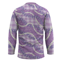 Purple Hawaii Palaka Honohono Pikake Hockey Jersey Hawaiian Orchid Lei Polynesian Pattern LT14 - Polynesian Pride