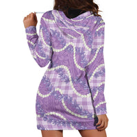 Purple Hawaii Palaka Honohono Pikake Hoodie Dress Hawaiian Orchid Lei Polynesian Pattern - Polynesian Pride
