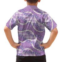 Purple Hawaii Palaka Honohono Pikake Kid Hawaiian Shirt Hawaiian Orchid Lei Polynesian Pattern - Polynesian Pride