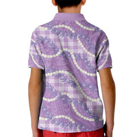 Purple Hawaii Palaka Honohono Pikake Kid Polo Shirt Hawaiian Orchid Lei Polynesian Pattern LT14 - Polynesian Pride