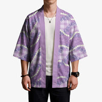Purple Hawaii Palaka Honohono Pikake Kimono Hawaiian Orchid Lei Polynesian Pattern - Polynesian Pride