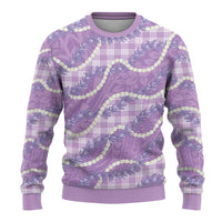 Purple Hawaii Palaka Honohono Pikake Ugly Christmas Sweater Hawaiian Orchid Lei Polynesian Pattern - Polynesian Pride