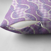Purple Hawaii Palaka Honohono Pikake Pillow Cover Hawaiian Orchid Lei Polynesian Pattern - Polynesian Pride