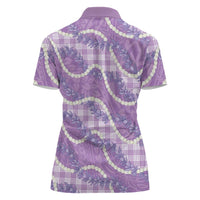 Purple Hawaii Palaka Honohono Pikake Women Polo Shirt Hawaiian Orchid Lei Polynesian Pattern LT14 - Polynesian Pride