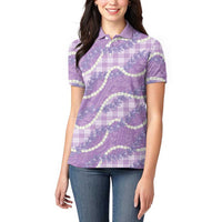 Purple Hawaii Palaka Honohono Pikake Women Polo Shirt Hawaiian Orchid Lei Polynesian Pattern LT14 - Polynesian Pride