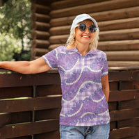 Purple Hawaii Palaka Honohono Pikake Women Polo Shirt Hawaiian Orchid Lei Polynesian Pattern LT14 - Polynesian Pride