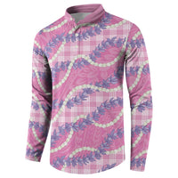 Pink Hawaii Palaka Honohono Pikake Button Sweatshirt Hawaiian Orchid Lei Polynesian Pattern - Polynesian Pride