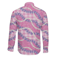 Pink Hawaii Palaka Honohono Pikake Family Matching Off Shoulder Short Dress and Hawaiian Shirt Hawaiian Orchid Lei Polynesian Pattern LT14 - Polynesian Pride