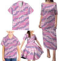 Pink Hawaii Palaka Honohono Pikake Family Matching Puletasi and Hawaiian Shirt Hawaiian Orchid Lei Polynesian Pattern - Polynesian Pride