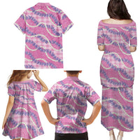 Pink Hawaii Palaka Honohono Pikake Family Matching Puletasi and Hawaiian Shirt Hawaiian Orchid Lei Polynesian Pattern - Polynesian Pride
