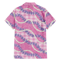 Pink Hawaii Palaka Honohono Pikake Family Matching Puletasi and Hawaiian Shirt Hawaiian Orchid Lei Polynesian Pattern - Polynesian Pride