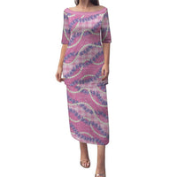 Pink Hawaii Palaka Honohono Pikake Family Matching Puletasi and Hawaiian Shirt Hawaiian Orchid Lei Polynesian Pattern - Polynesian Pride