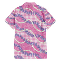 Pink Hawaii Palaka Honohono Pikake Family Matching Short Sleeve Bodycon Dress and Hawaiian Shirt Hawaiian Orchid Lei Polynesian Pattern - Polynesian Pride