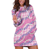 Pink Hawaii Palaka Honohono Pikake Hoodie Dress Hawaiian Orchid Lei Polynesian Pattern - Polynesian Pride