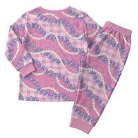 Pink Hawaii Palaka Honohono Pikake Christmas Pajama Set Hawaiian Orchid Lei Polynesian Pattern - Polynesian Pride