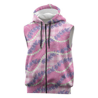 Pink Hawaii Palaka Honohono Pikake Sleeveless Zip Hoodie Hawaiian Orchid Lei Polynesian Pattern LT14 Pink - Polynesian Pride