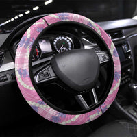 Pink Hawaii Palaka Honohono Pikake Steering Wheel Cover Hawaiian Orchid Lei Polynesian Pattern - Polynesian Pride