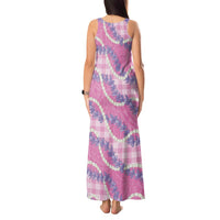 Pink Hawaii Palaka Honohono Pikake Tank Maxi Dress Hawaiian Orchid Lei Polynesian Pattern - Polynesian Pride