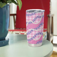 Pink Hawaii Palaka Honohono Pikake Tumbler Cup Hawaiian Orchid Lei Polynesian Pattern - Polynesian Pride