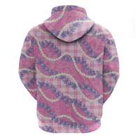 Pink Hawaii Palaka Honohono Pikake Zip Hoodie Hawaiian Orchid Lei Polynesian Pattern - Polynesian Pride