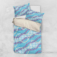 Blue Hawaii Palaka Honohono Pikake Bedding Set Hawaiian Orchid Lei Polynesian Pattern - Polynesian Pride