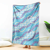 Blue Hawaii Palaka Honohono Pikake Blanket Hawaiian Orchid Lei Polynesian Pattern - Polynesian Pride