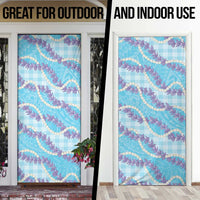 Blue Hawaii Palaka Honohono Pikake Door Cover Hawaiian Orchid Lei Polynesian Pattern - Polynesian Pride