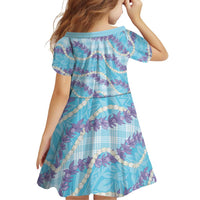Blue Hawaii Palaka Honohono Pikake Family Matching Off The Shoulder Long Sleeve Dress and Hawaiian Shirt Hawaiian Orchid Lei Polynesian Pattern LT14 - Polynesian Pride