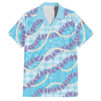Blue Hawaii Palaka Honohono Pikake Family Matching Off Shoulder Maxi Dress and Hawaiian Shirt Hawaiian Orchid Lei Polynesian Pattern LT14 Dad's Shirt - Short Sleeve Blue - Polynesian Pride