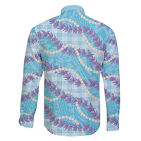 Blue Hawaii Palaka Honohono Pikake Family Matching Off Shoulder Short Dress and Hawaiian Shirt Hawaiian Orchid Lei Polynesian Pattern - Polynesian Pride