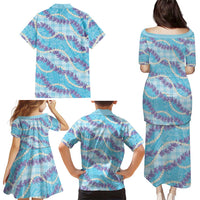 Blue Hawaii Palaka Honohono Pikake Family Matching Puletasi and Hawaiian Shirt Hawaiian Orchid Lei Polynesian Pattern - Polynesian Pride