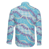 Blue Hawaii Palaka Honohono Pikake Family Matching Puletasi and Hawaiian Shirt Hawaiian Orchid Lei Polynesian Pattern - Polynesian Pride