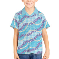 Blue Hawaii Palaka Honohono Pikake Hawaiian Shirt Hawaiian Orchid Lei Polynesian Pattern - Polynesian Pride