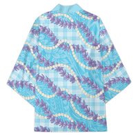 Blue Hawaii Palaka Honohono Pikake Kimono Hawaiian Orchid Lei Polynesian Pattern - Polynesian Pride
