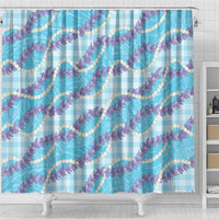 Blue Hawaii Palaka Honohono Pikake Shower Curtain Hawaiian Orchid Lei Polynesian Pattern - Polynesian Pride