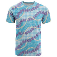 Blue Hawaii Palaka Honohono Pikake T Shirt Hawaiian Orchid Lei Polynesian Pattern - Polynesian Pride