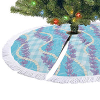 Blue Hawaii Palaka Honohono Pikake Tree Skirt Hawaiian Orchid Lei Polynesian Pattern - Polynesian Pride