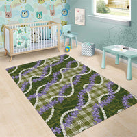 Green Hawaii Palaka Honohono Pikake Area Rug Hawaiian Orchid Lei Polynesian Pattern - Polynesian Pride