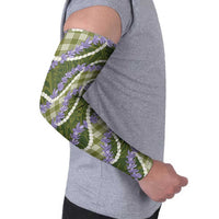 Green Hawaii Palaka Honohono Pikake Arm Sleeves Hawaiian Orchid Lei Polynesian Pattern - Polynesian Pride