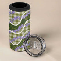 Green Hawaii Palaka Honohono Pikake 4 in 1 Can Cooler Tumbler Hawaiian Orchid Lei Polynesian Pattern - Polynesian Pride