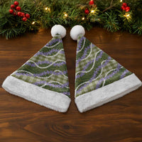 Green Hawaii Palaka Honohono Pikake Christmas Santa Hat Hawaiian Orchid Lei Polynesian Pattern - Polynesian Pride