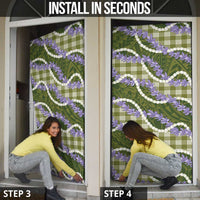 Green Hawaii Palaka Honohono Pikake Door Cover Hawaiian Orchid Lei Polynesian Pattern - Polynesian Pride