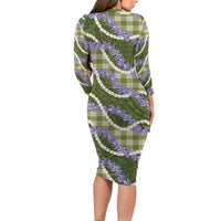 Green Hawaii Palaka Honohono Pikake Family Matching Long Sleeve Bodycon Dress and Hawaiian Shirt Hawaiian Orchid Lei Polynesian Pattern LT14 - Polynesian Pride