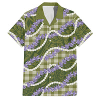 Green Hawaii Palaka Honohono Pikake Family Matching Off The Shoulder Long Sleeve Dress and Hawaiian Shirt Hawaiian Orchid Lei Polynesian Pattern LT14 Dad's Shirt - Short Sleeve Green - Polynesian Pride