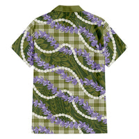 Green Hawaii Palaka Honohono Pikake Family Matching Off The Shoulder Long Sleeve Dress and Hawaiian Shirt Hawaiian Orchid Lei Polynesian Pattern LT14 - Polynesian Pride