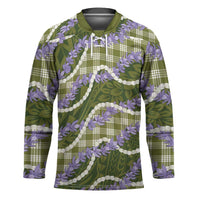 Green Hawaii Palaka Honohono Pikake Hockey Jersey Hawaiian Orchid Lei Polynesian Pattern LT14 Unisex Green - Polynesian Pride