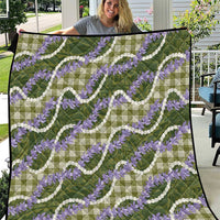Green Hawaii Palaka Honohono Pikake Quilt Hawaiian Orchid Lei Polynesian Pattern - Polynesian Pride