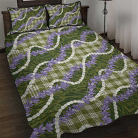 Green Hawaii Palaka Honohono Pikake Quilt Bed Set Hawaiian Orchid Lei Polynesian Pattern - Polynesian Pride