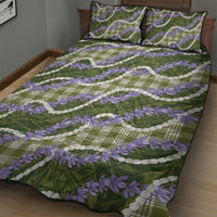 Green Hawaii Palaka Honohono Pikake Quilt Bed Set Hawaiian Orchid Lei Polynesian Pattern - Polynesian Pride