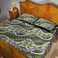 Green Hawaii Palaka Honohono Pikake Quilt Bed Set Hawaiian Orchid Lei Polynesian Pattern - Polynesian Pride